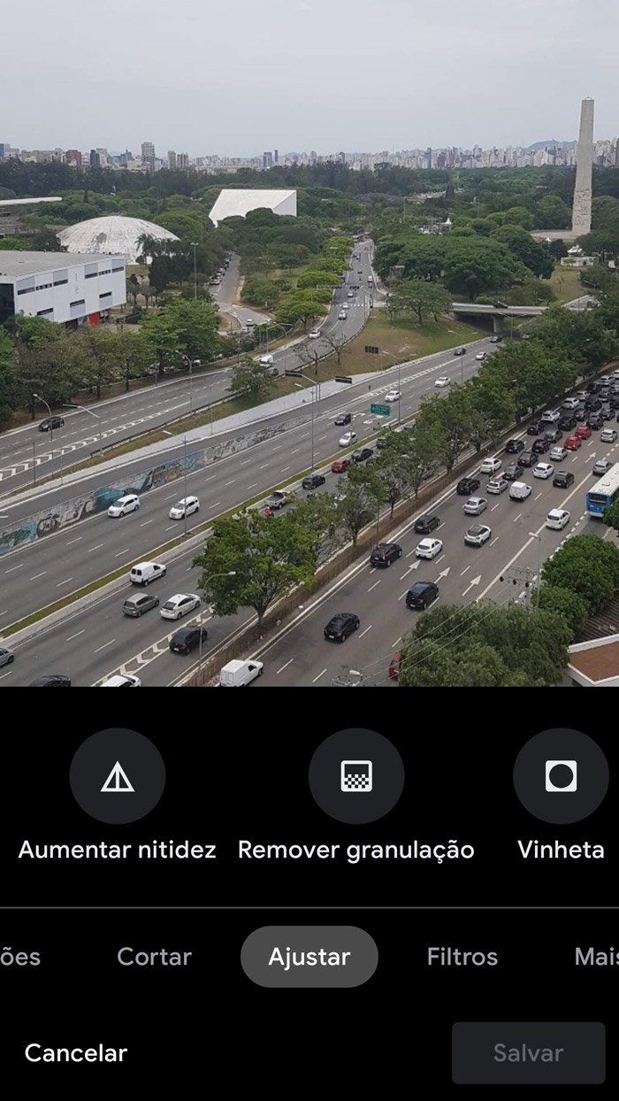 Ajustes de nitidez e granulação no Google Fotos (Imagem: Reprodução)