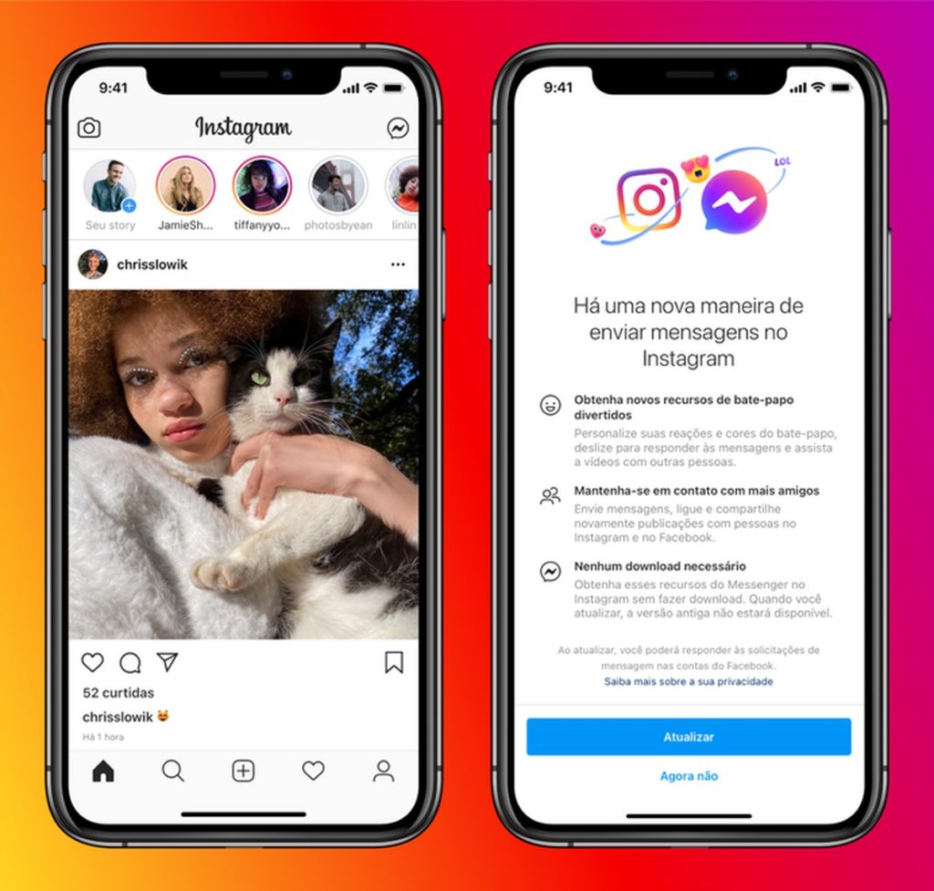 Instagram e Messenger: integração entre apps chega a todo o Brasil