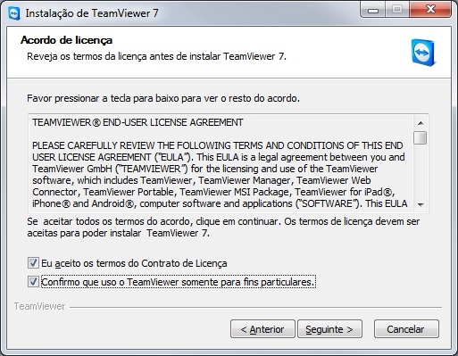 Licença de uso do Teamviewer