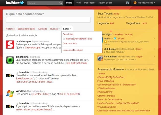 Listas do Twitter