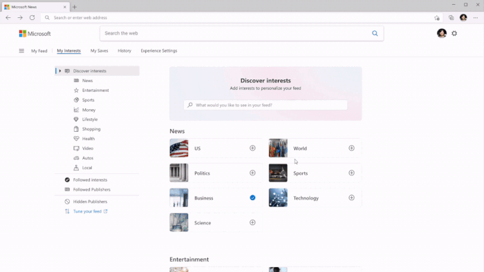 Microsoft permite mudar tipo de conteúdo que aparecerá em Notícias e Interesses (Imagem: Divulgação)
