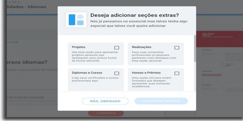 montar um currículo extras