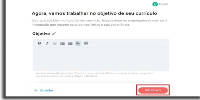 montar um currículo objetivo