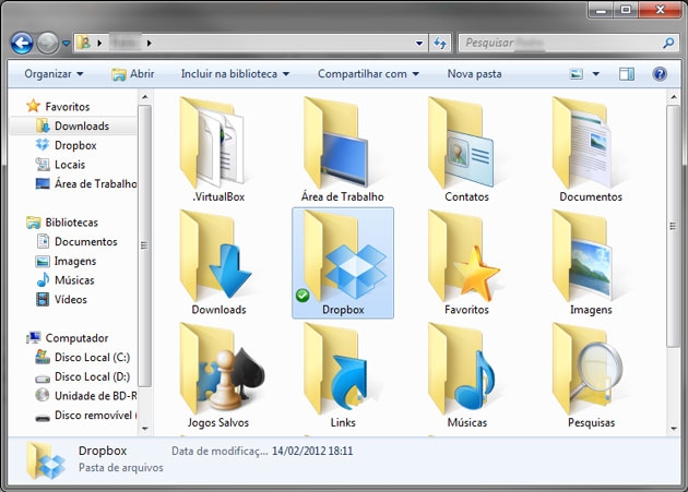 Pasta Dropbox no diretório pessoal