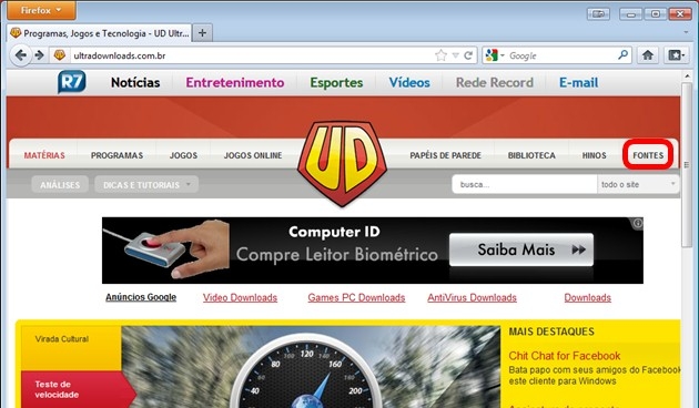 Acesso à plataforma de fontes do Ultra Downloads