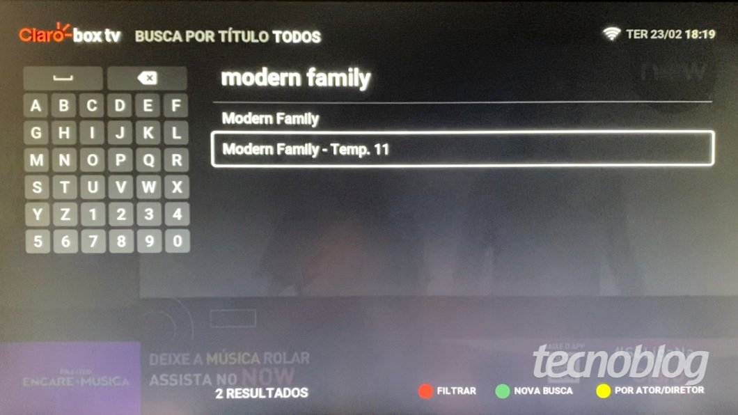 Busca no Claro Box TV encontra conteúdos da Netflix (Imagem: Lucas Braga/Tecnoblog)