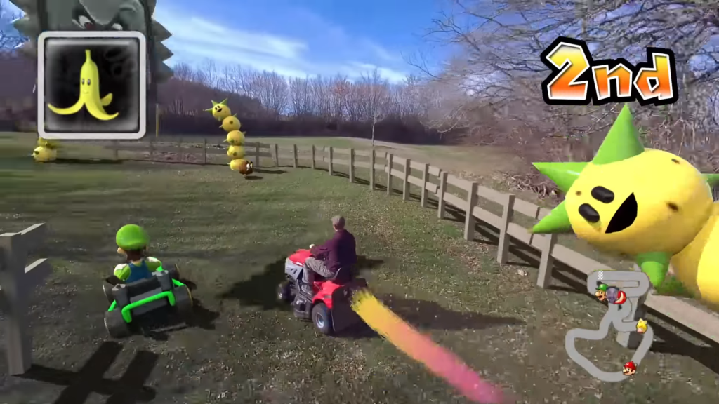 Cineasta cria Mario Kart da vida real usando drone e cortador de grama