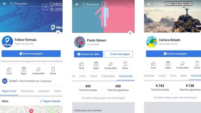 Contas da Agência Follow, ligada ao mensalinho do Twitter (Imagem: Facebook)