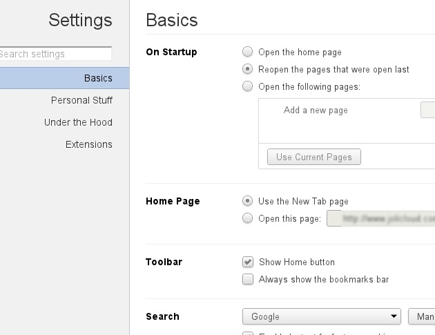 Google Chrome Settings