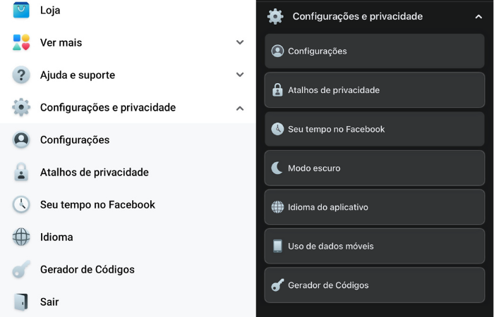 Modo escuro do Facebook não aparece nas configurações do Android, mas aparece no iOS (Imagem: Reprodução/Facebook)