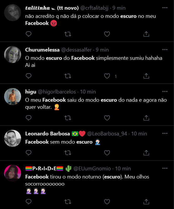 Modo escuro do Facebook 