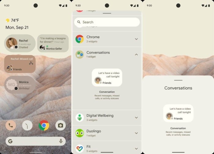 Widgets de chat no Android 12 (imagem: reprodução/XDA Developers)