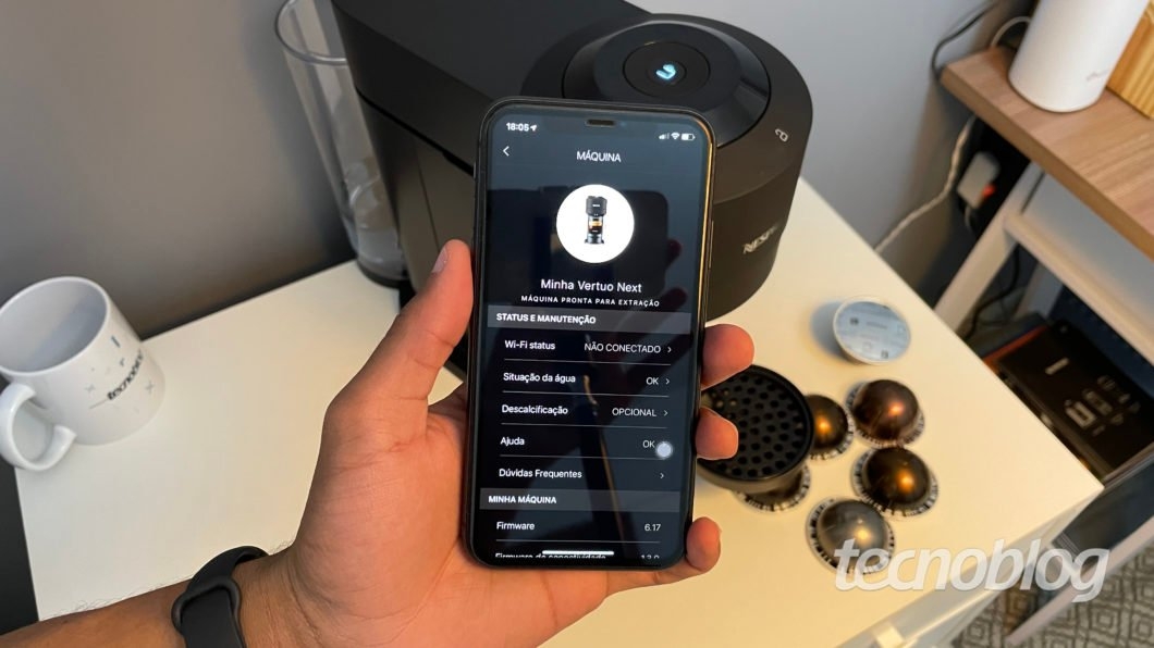 Aplicativo para a Nespresso Vertuo Next (Imagem: Darlan Helder/Tecnoblog)