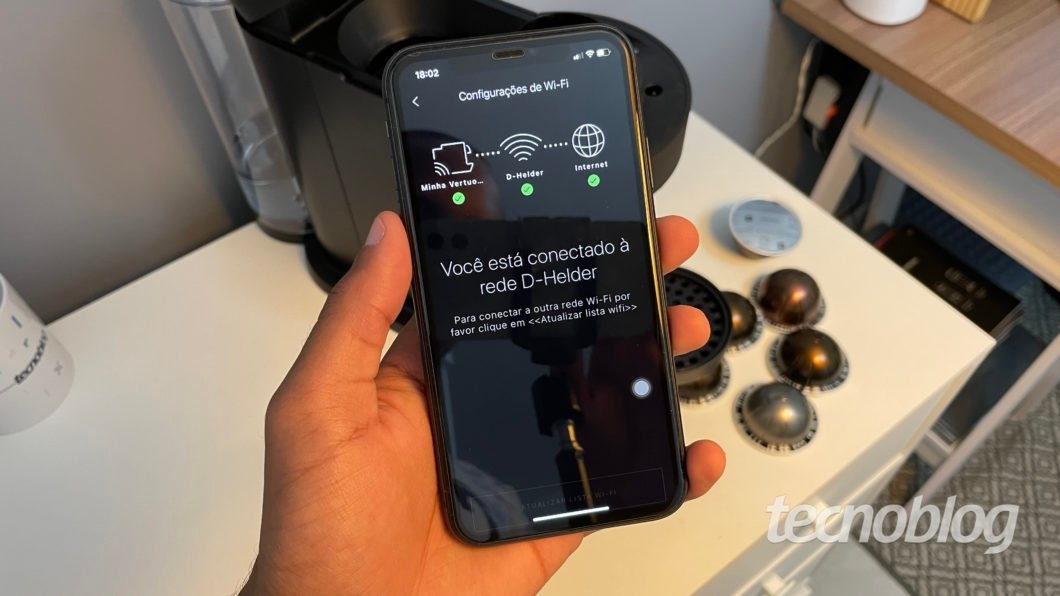 Aplicativo para a Nespresso Vertuo Next (Imagem: Darlan Helder/Tecnoblog)