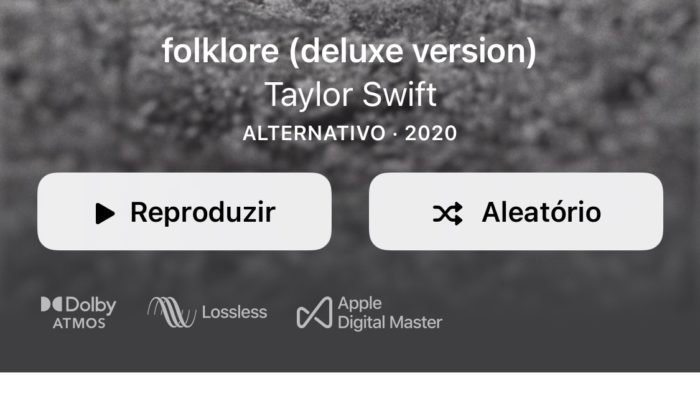 Áudio Lossless e Dolby Atmos no Apple Music (Imagem: reprodução/Apple Music)