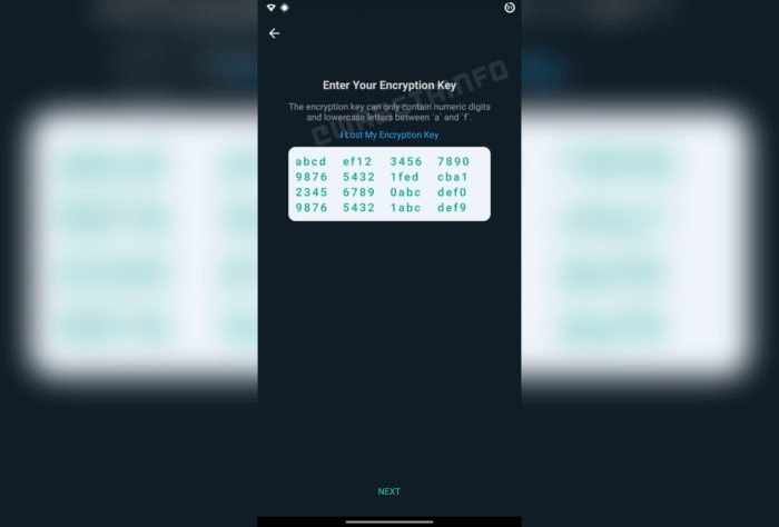 Chave de criptografia de backup do WhatsApp (Imagem: Reprodução/WABetaInfo)