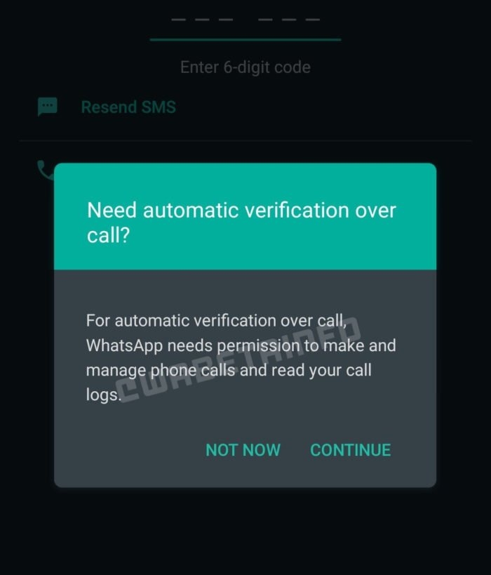 WhatsApp prepara nova alternativa para confirmar número de telefone (Imagem: Reprodução/WABetaInfo)